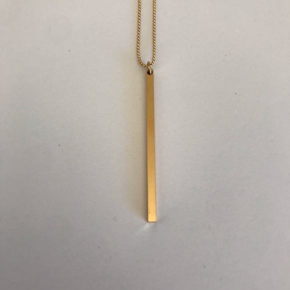 Gold Vertical Bar Pendant Necklace - Picture 2 of 5